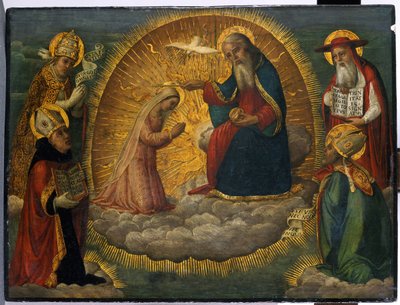 Mary before God the Father, Watched by the Four Church Fathers by Italian School